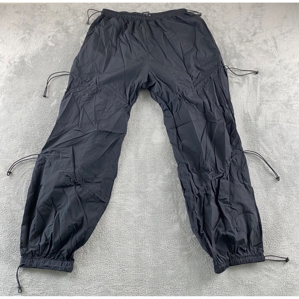 Forever 21 Men Black Nylon Parachute Pants Baggy Bungee Cord Joggers Large L